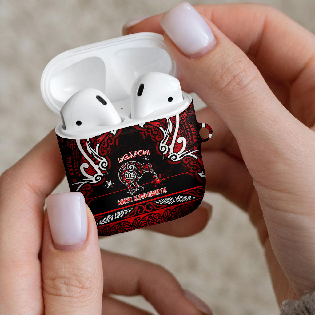 Ngapuhi Aotearoa Meri Kirihimete AirPods Case Maori Kiwi Bird Silver Fern Koru Pattern