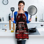 Ngapuhi Aotearoa Meri Kirihimete Apron Maori Kiwi Bird Silver Fern Koru Pattern