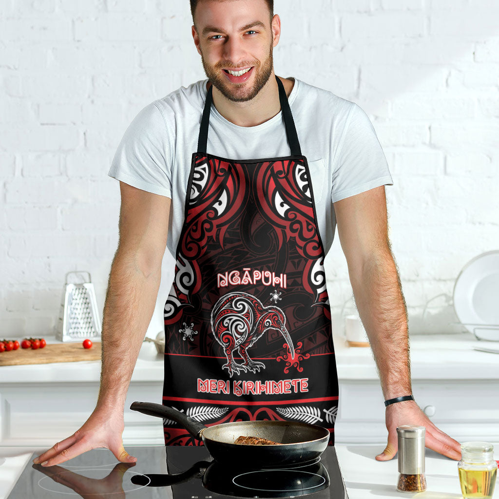 Ngapuhi Aotearoa Meri Kirihimete Apron Maori Kiwi Bird Silver Fern Koru Pattern