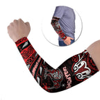 Personalised Ngapuhi Aotearoa Meri Kirihimete Arm Sleeves Maori Kiwi Bird Silver Fern Koru Pattern
