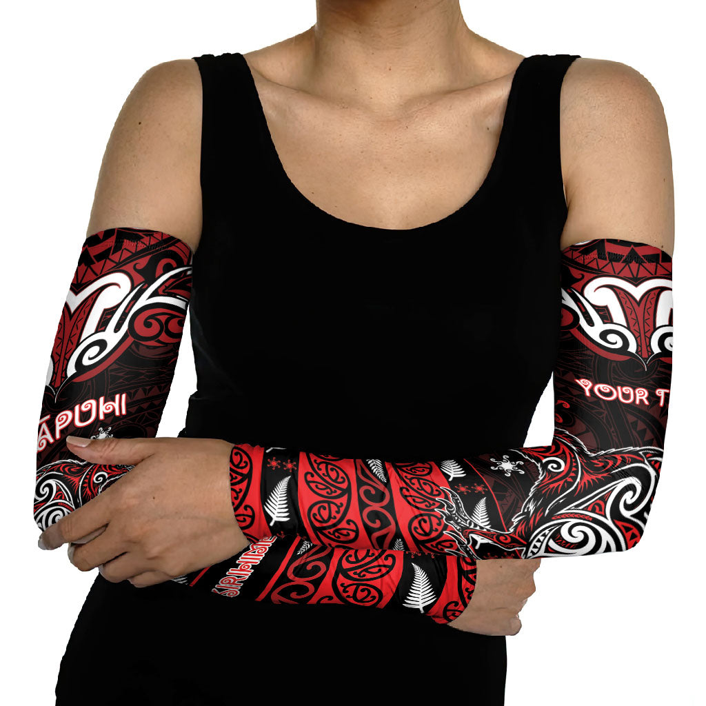 Personalised Ngapuhi Aotearoa Meri Kirihimete Arm Sleeves Maori Kiwi Bird Silver Fern Koru Pattern