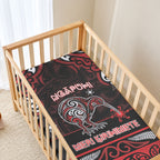 Ngapuhi Aotearoa Meri Kirihimete Baby Bed Cover Maori Kiwi Bird Silver Fern Koru Pattern