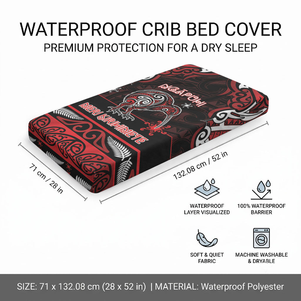 Ngapuhi Aotearoa Meri Kirihimete Baby Bed Cover Maori Kiwi Bird Silver Fern Koru Pattern