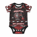 Personalised Ngapuhi Aotearoa Meri Kirihimete Baby Onesie Maori Kiwi Bird Silver Fern Koru Pattern