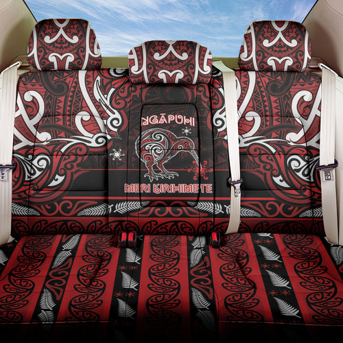 Ngapuhi Aotearoa Meri Kirihimete Back Car Seat Cover Maori Kiwi Bird Silver Fern Koru Pattern
