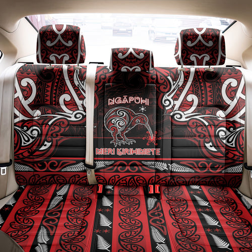 Ngapuhi Aotearoa Meri Kirihimete Back Car Seat Cover Maori Kiwi Bird Silver Fern Koru Pattern