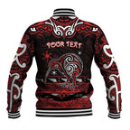 Personalised Ngapuhi Aotearoa Meri Kirihimete Baseball Jacket Maori Kiwi Bird Silver Fern Koru Pattern