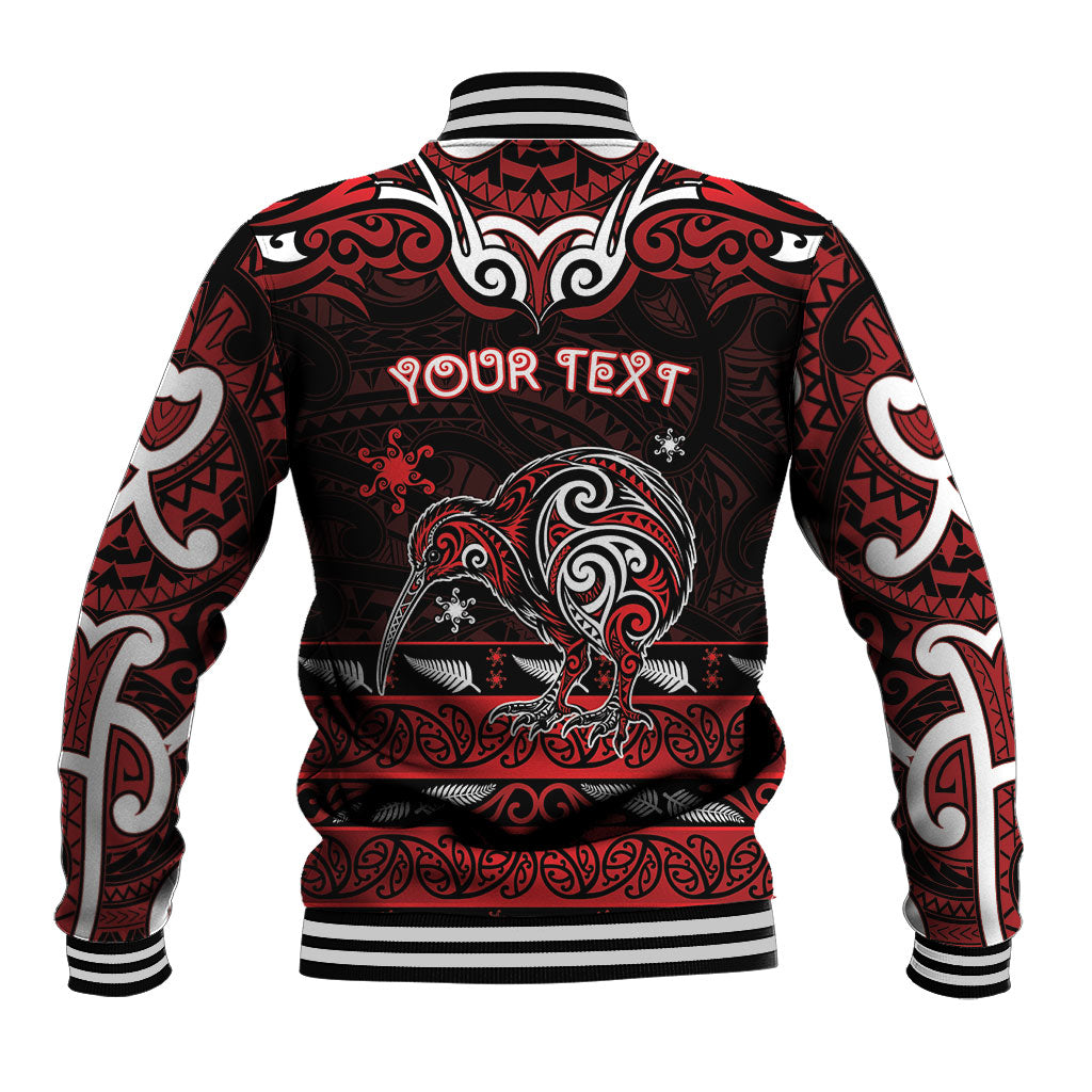Personalised Ngapuhi Aotearoa Meri Kirihimete Baseball Jacket Maori Kiwi Bird Silver Fern Koru Pattern