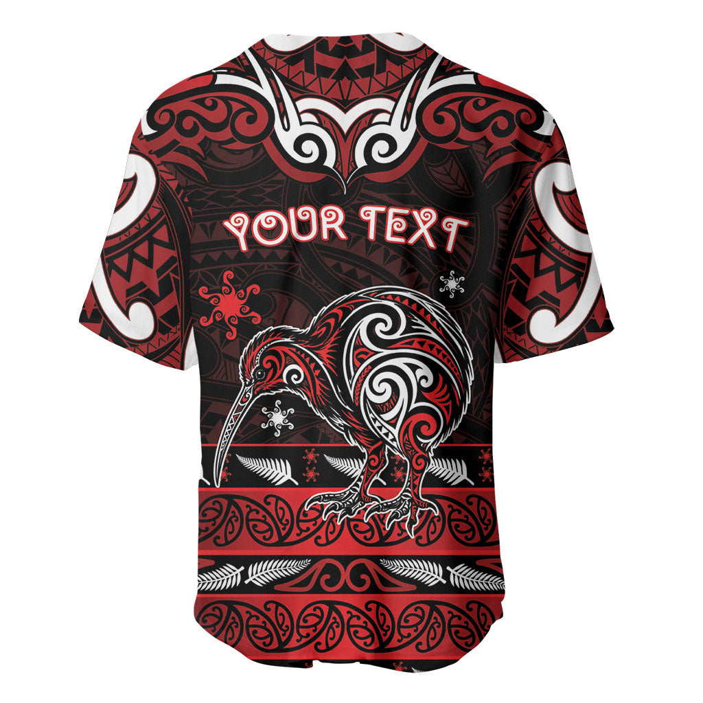 Personalised Ngapuhi Aotearoa Meri Kirihimete Baseball Jersey Maori Kiwi Bird Silver Fern Koru Pattern