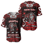 Personalised Ngapuhi Aotearoa Meri Kirihimete Baseball Jersey Maori Kiwi Bird Silver Fern Koru Pattern