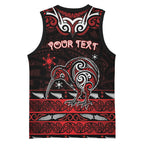 Personalised Ngapuhi Aotearoa Meri Kirihimete Basketball Jersey Maori Kiwi Bird Silver Fern Koru Pattern