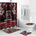 Ngapuhi Aotearoa Meri Kirihimete Bathroom Set Maori Kiwi Bird Silver Fern Koru Pattern