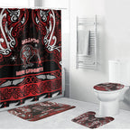 Ngapuhi Aotearoa Meri Kirihimete Bathroom Set Maori Kiwi Bird Silver Fern Koru Pattern
