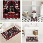 Ngapuhi Aotearoa Meri Kirihimete Bathroom Set Maori Kiwi Bird Silver Fern Koru Pattern