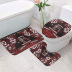 Ngapuhi Aotearoa Meri Kirihimete Bathroom Set Maori Kiwi Bird Silver Fern Koru Pattern