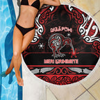 Ngapuhi Aotearoa Meri Kirihimete Beach Blanket Maori Kiwi Bird Silver Fern Koru Pattern