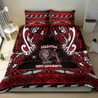 Ngapuhi Aotearoa Meri Kirihimete Bedding Set Maori Kiwi Bird Silver Fern Koru Pattern