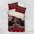 Ngapuhi Aotearoa Meri Kirihimete Bedding Set Maori Kiwi Bird Silver Fern Koru Pattern