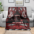Ngapuhi Aotearoa Meri Kirihimete Blanket Maori Kiwi Bird Silver Fern Koru Pattern