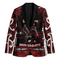 Personalised Ngapuhi Aotearoa Meri Kirihimete Blazer Maori Kiwi Bird Silver Fern Koru Pattern