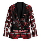 Personalised Ngapuhi Aotearoa Meri Kirihimete Blazer Maori Kiwi Bird Silver Fern Koru Pattern