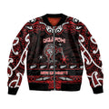Personalised Ngapuhi Aotearoa Meri Kirihimete Bomber Jacket Maori Kiwi Bird Silver Fern Koru Pattern