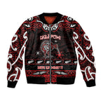 Personalised Ngapuhi Aotearoa Meri Kirihimete Bomber Jacket Maori Kiwi Bird Silver Fern Koru Pattern