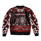 Personalised Ngapuhi Aotearoa Meri Kirihimete Bomber Jacket Maori Kiwi Bird Silver Fern Koru Pattern