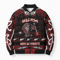 Personalised Ngapuhi Aotearoa Meri Kirihimete Bomber Puffer Jacket Maori Kiwi Bird Silver Fern Koru Pattern