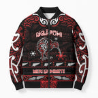 Personalised Ngapuhi Aotearoa Meri Kirihimete Bomber Puffer Jacket Maori Kiwi Bird Silver Fern Koru Pattern