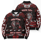 Personalised Ngapuhi Aotearoa Meri Kirihimete Bomber Puffer Jacket Maori Kiwi Bird Silver Fern Koru Pattern