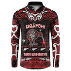 Personalised Ngapuhi Aotearoa Meri Kirihimete Button Sweatshirt Maori Kiwi Bird Silver Fern Koru Pattern