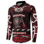 Personalised Ngapuhi Aotearoa Meri Kirihimete Button Sweatshirt Maori Kiwi Bird Silver Fern Koru Pattern