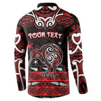 Personalised Ngapuhi Aotearoa Meri Kirihimete Button Sweatshirt Maori Kiwi Bird Silver Fern Koru Pattern