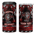 Personalised Ngapuhi Aotearoa Meri Kirihimete 4 in 1 Can Cooler Tumbler Maori Kiwi Bird Silver Fern Koru Pattern