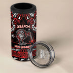 Personalised Ngapuhi Aotearoa Meri Kirihimete 4 in 1 Can Cooler Tumbler Maori Kiwi Bird Silver Fern Koru Pattern