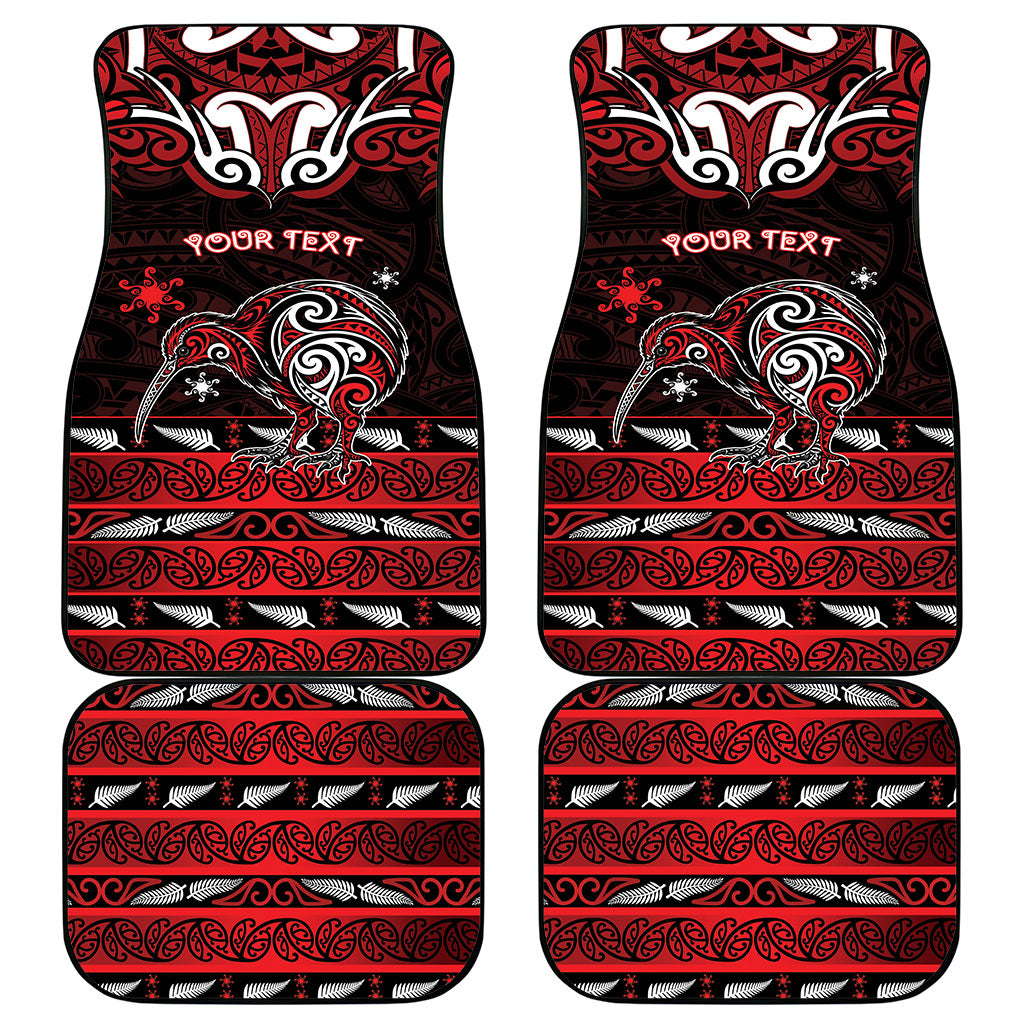 Personalised Ngapuhi Aotearoa Meri Kirihimete Car Mats Maori Kiwi Bird Silver Fern Koru Pattern