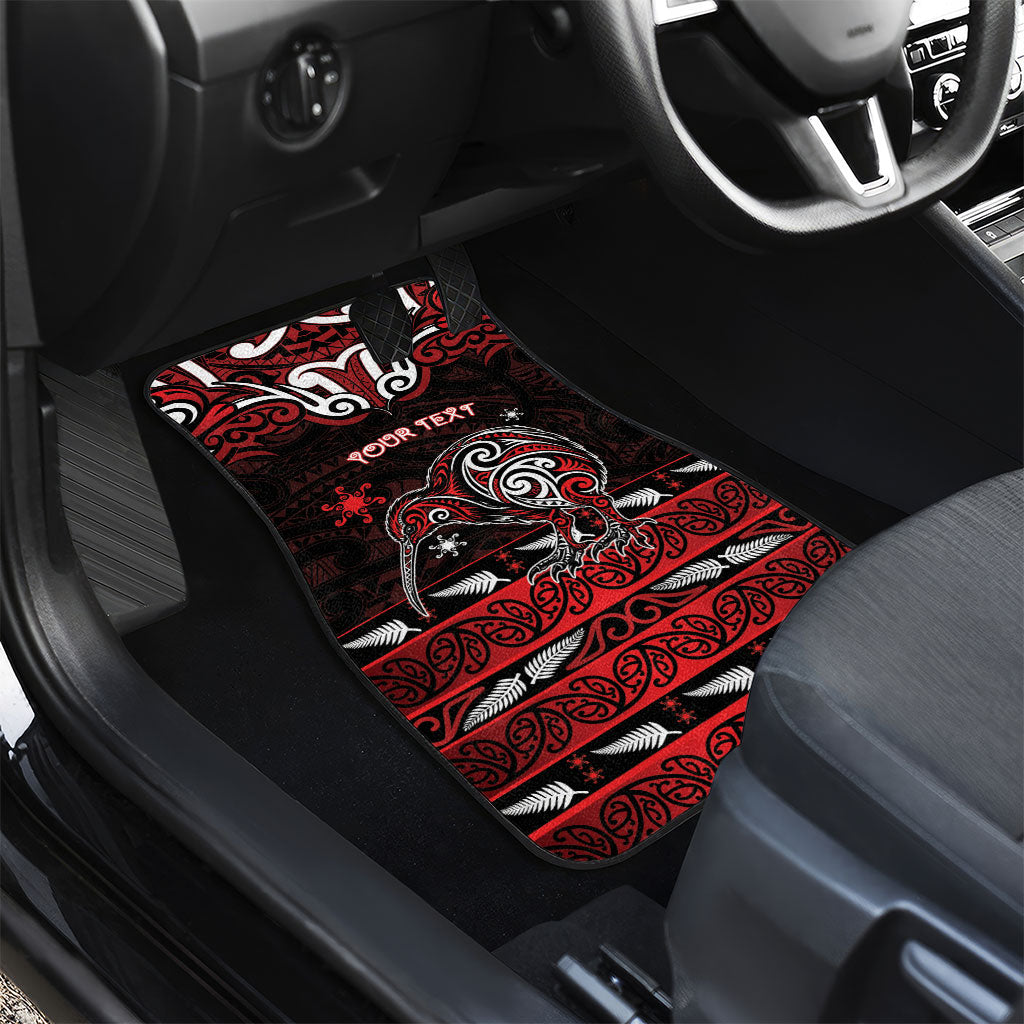 Personalised Ngapuhi Aotearoa Meri Kirihimete Car Mats Maori Kiwi Bird Silver Fern Koru Pattern