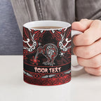 Personalised Ngapuhi Aotearoa Meri Kirihimete Ceramic Mug Maori Kiwi Bird Silver Fern Koru Pattern