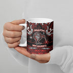 Personalised Ngapuhi Aotearoa Meri Kirihimete Ceramic Mug Maori Kiwi Bird Silver Fern Koru Pattern