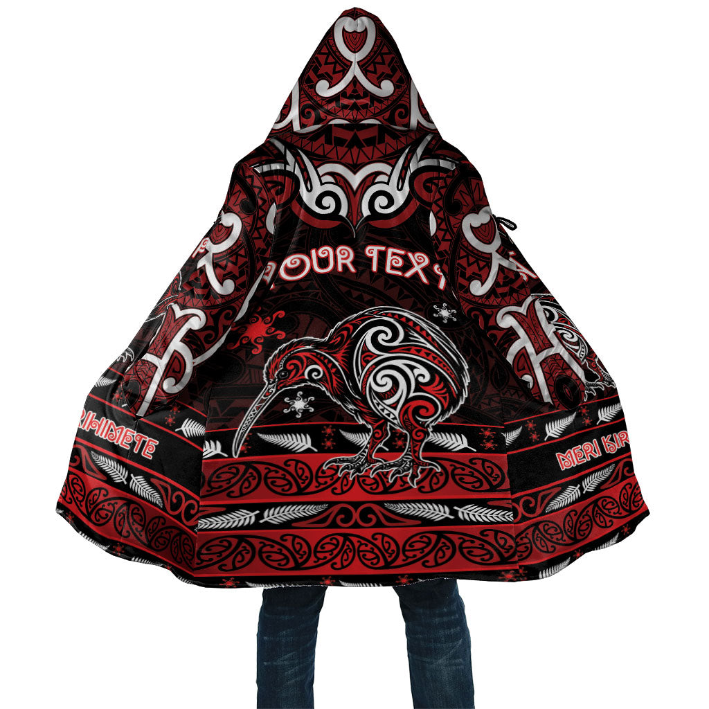 Personalised Ngapuhi Aotearoa Meri Kirihimete Cloak Maori Kiwi Bird Silver Fern Koru Pattern