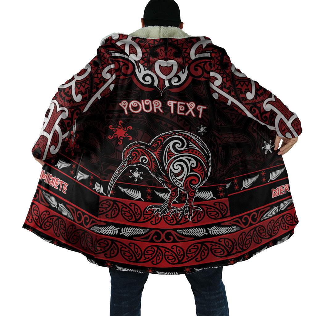 Personalised Ngapuhi Aotearoa Meri Kirihimete Cloak Maori Kiwi Bird Silver Fern Koru Pattern