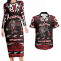 Personalised Ngapuhi Aotearoa Meri Kirihimete Couples Matching Long Sleeve Bodycon Dress and Hawaiian Shirt Maori Kiwi Bird Silver Fern Koru Pattern