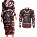 Personalised Ngapuhi Aotearoa Meri Kirihimete Couples Matching Long Sleeve Bodycon Dress and Long Sleeve Button Shirt Maori Kiwi Bird Silver Fern Koru Pattern