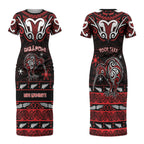 Personalised Ngapuhi Aotearoa Meri Kirihimete Couples Matching Short Sleeve Bodycon Dress and Hawaiian Shirt Maori Kiwi Bird Silver Fern Koru Pattern