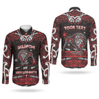 Personalised Ngapuhi Aotearoa Meri Kirihimete Couples Matching Short Sleeve Bodycon Dress and Long Sleeve Button Shirt Maori Kiwi Bird Silver Fern Koru Pattern