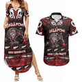 Personalised Ngapuhi Aotearoa Meri Kirihimete Couples Matching Summer Maxi Dress and Hawaiian Shirt Maori Kiwi Bird Silver Fern Koru Pattern