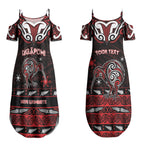 Personalised Ngapuhi Aotearoa Meri Kirihimete Couples Matching Summer Maxi Dress and Hawaiian Shirt Maori Kiwi Bird Silver Fern Koru Pattern