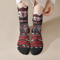 Personalised Ngapuhi Aotearoa Meri Kirihimete Crew Socks Maori Kiwi Bird Silver Fern Koru Pattern