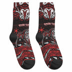 Personalised Ngapuhi Aotearoa Meri Kirihimete Crew Socks Maori Kiwi Bird Silver Fern Koru Pattern